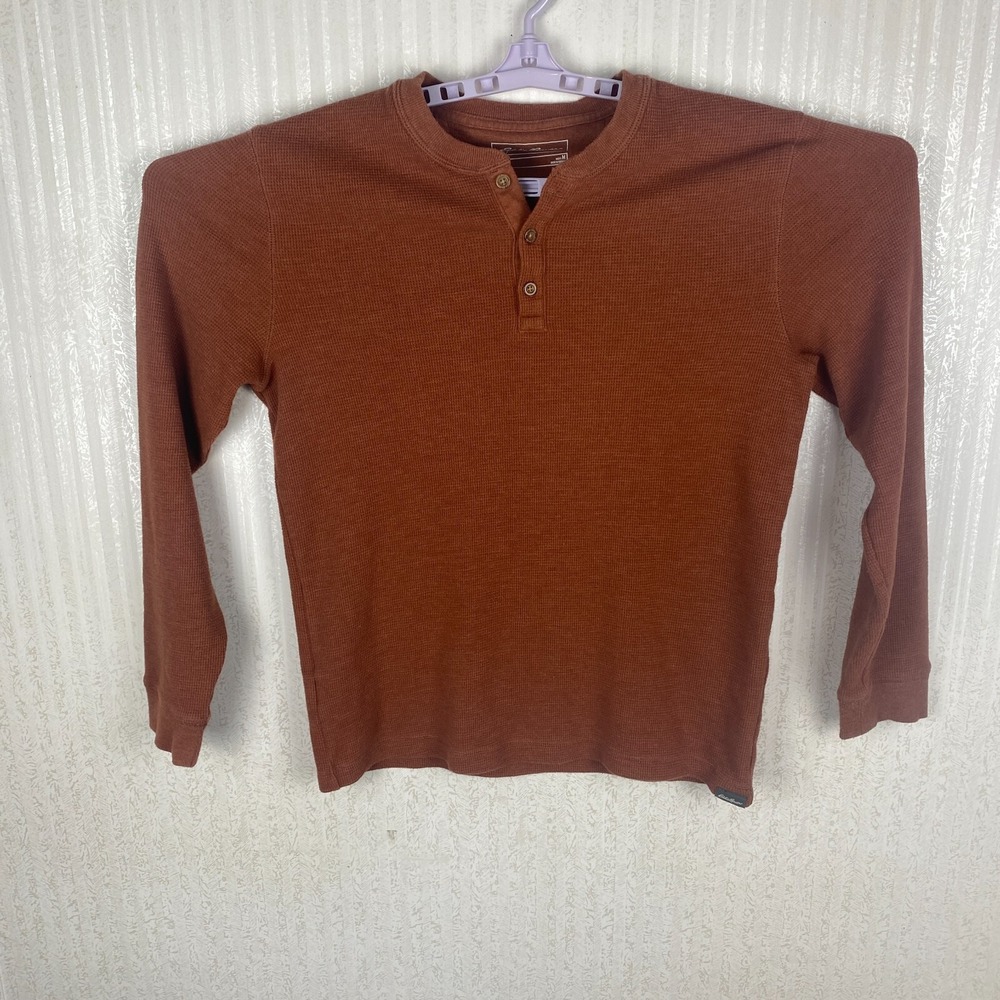 Eddie Bauer‎ Mens Brown Henley Neck Classic Casual Skater Grunge T Shirt Size M
